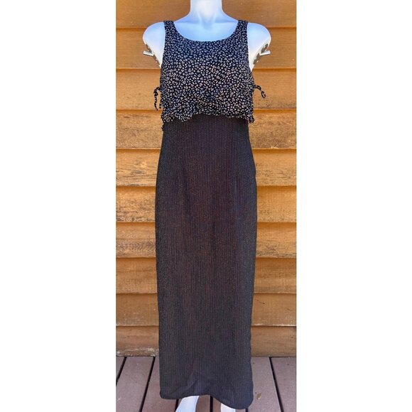Carole Little Dresses & Skirts - Vintage 90s Carole Little Black Maxi Dress W/ Goat & Chicken Graphic Top Sleevel